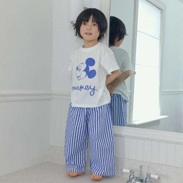 Disney Official Mickey & Minnie Pajama Set Korean toddler loungewear in red made in Korea