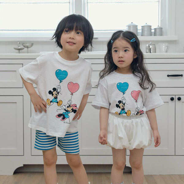 Disney Official Balloon Minnie Tee Korean toddler t-shirt in off white made in Korea