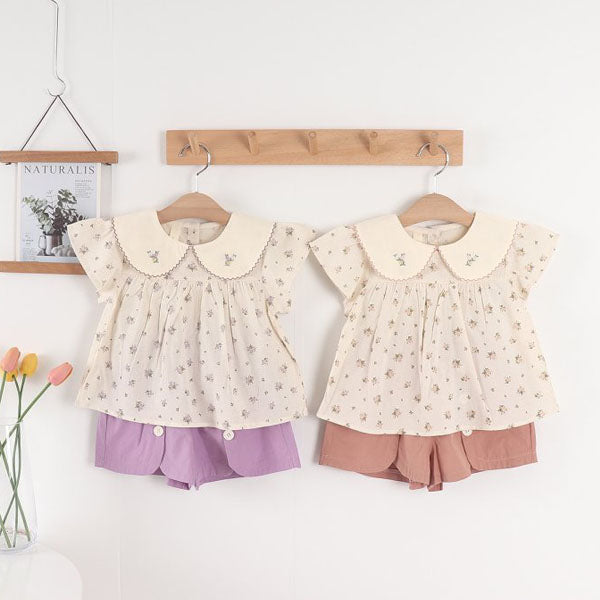 Floral Skirt Pants Top & Bottom