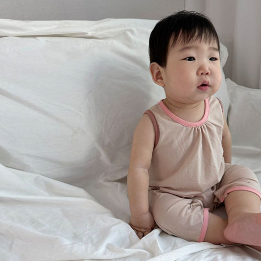Plain Overalls Korean infant overall in warm beige made in Korea