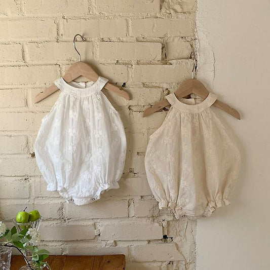 Ivy Halter Bodysuit Korean infant bodysuit in white made in Korea