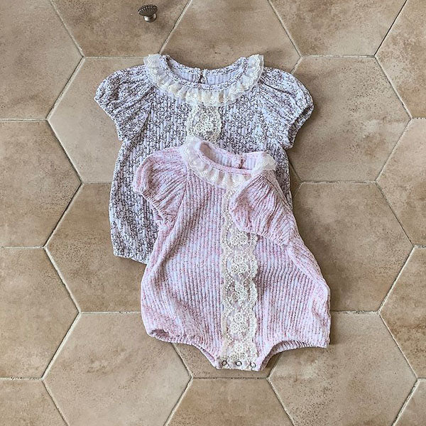 Songyi Ruffle Bodysuit Korean infant bodysuit in pink made in Korea