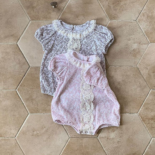 Songyi Ruffle Bodysuit Korean infant bodysuit in pink made in Korea