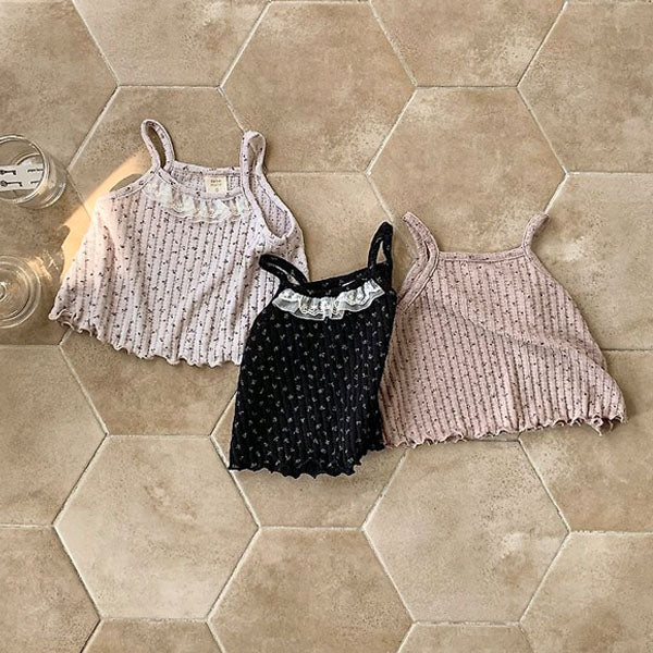 Lily Ruffle Tank Top Tee Korean infant t-shirt in light beige made in Korea