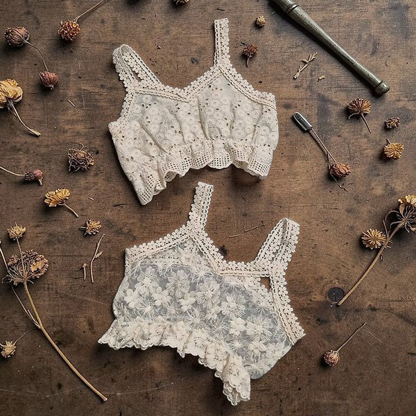 Lace Bustier Korean infant tops in cotton made in Korea