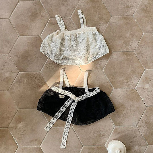 Lucy Layered Top Korean infant tops in cream made in Korea