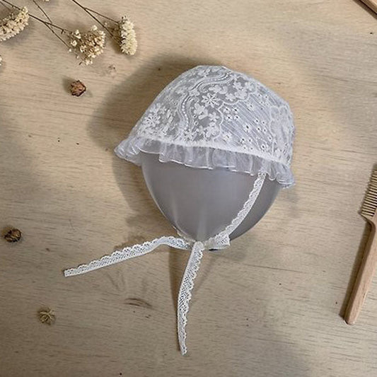 Cap Lace Bonnet Korean infant accessory in white made in Korea