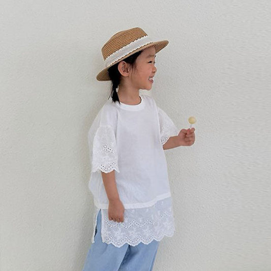 Angel Lace Tee Korean toddler t-shirt in ivory made in Korea