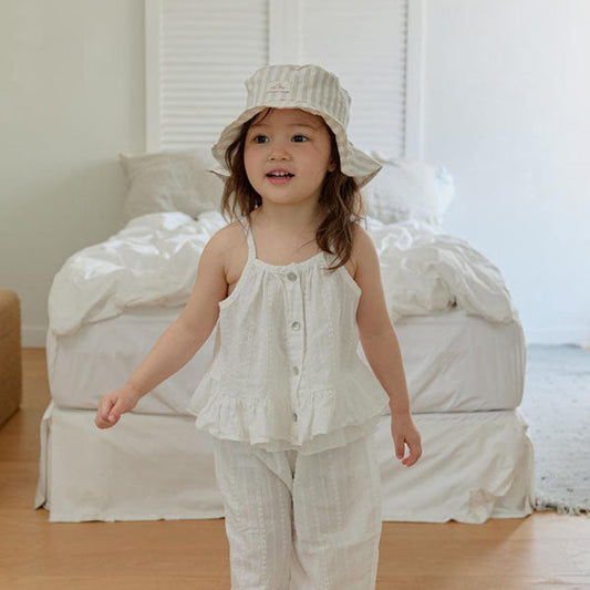 Ruffle Sleeveless Blouse Korean toddler blouse in ivory made in Korea