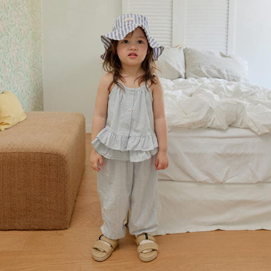Ruffle Balloon-Fit Pants Korean toddler pants in ivory made in Korea