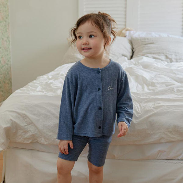 Summer Ribbed Cardigan Korean toddler sweater in ivory made in Korea