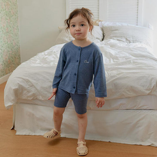 Ribbed 5-Length Leggings Korean toddler pants in ivory made in Korea