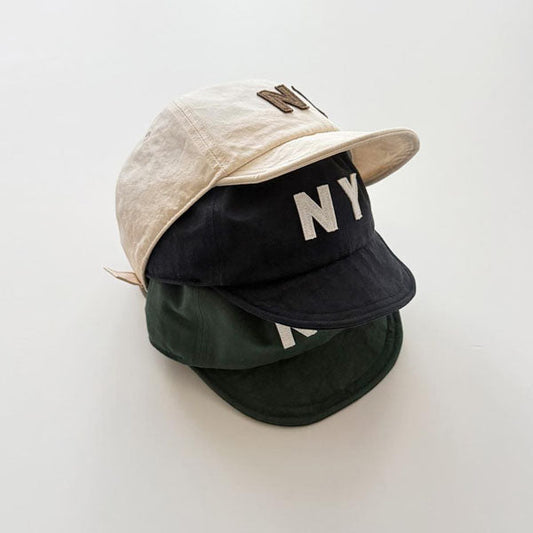 NY Ball Cap Korean infant accessory in light beige made in Korea