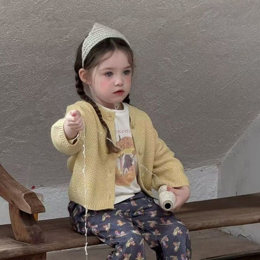 Yellow Cookie Knit Cardigan