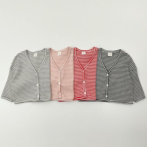 Milk Stripe V-Neck Cardigan