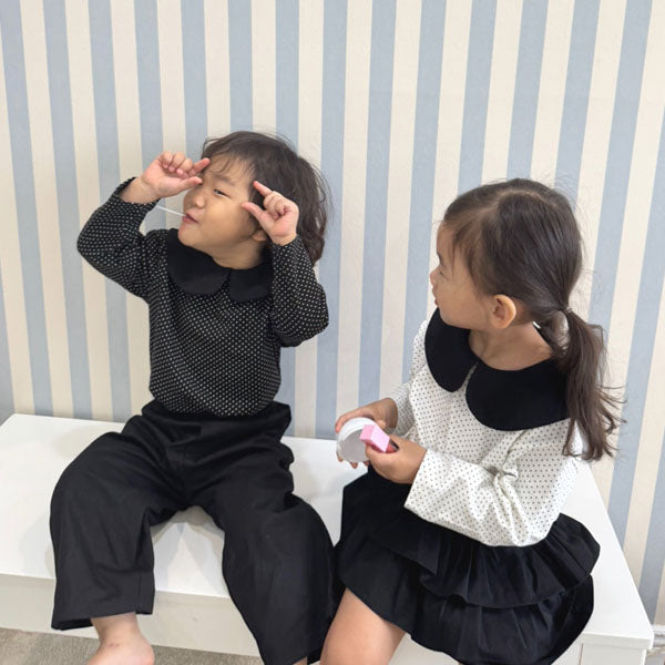 Dot Round Collar T-Shirt