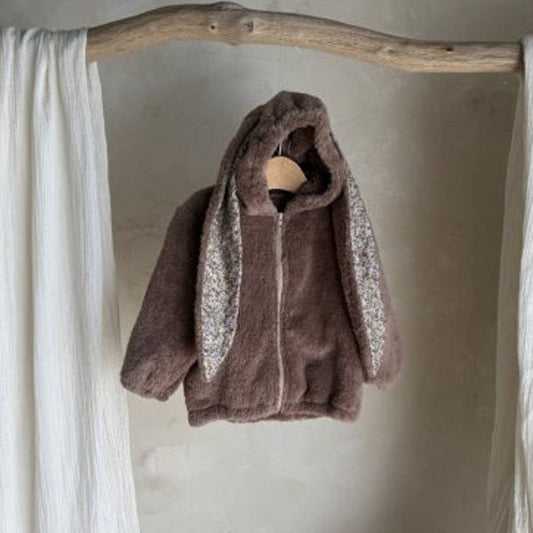 Sudadera con capucha y cremallera de conejito