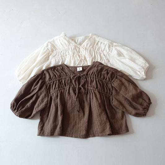 Shirring Strap Ribbon Blouse