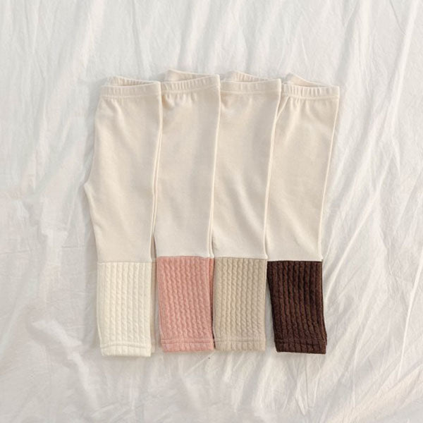 Peach Ribbed Two-Tone Leggings