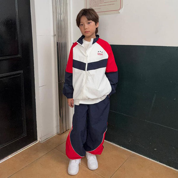 Pantalones de nailon con bloques de color