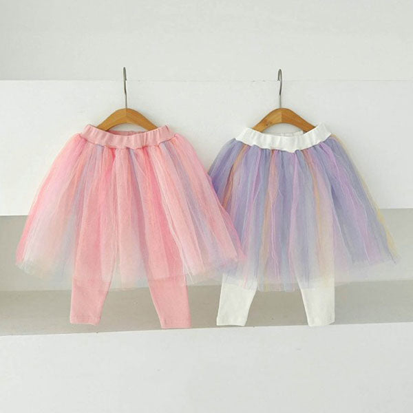 Rainbow Tulle Skirt Leggings