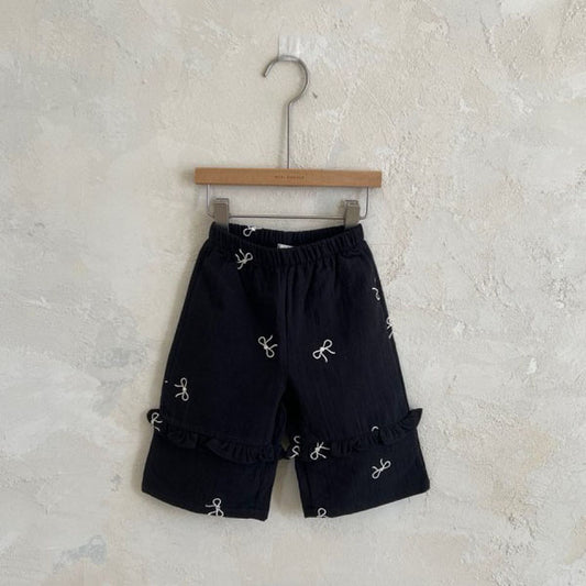Ribbon Embroidery Wide Pants