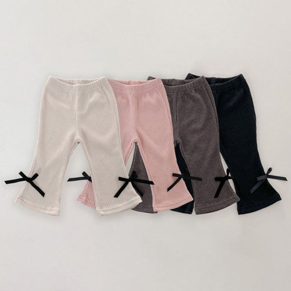 Ribbon Ribbed Bootcut Pants