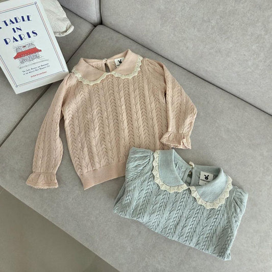 Collar Eyelet Knit