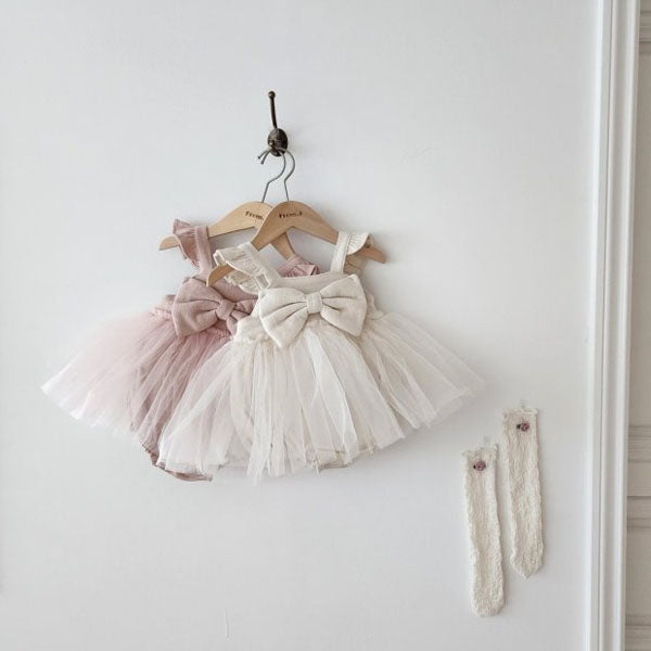 Rerun Frill Ribbon Shasha Suit (Peach Fleece)