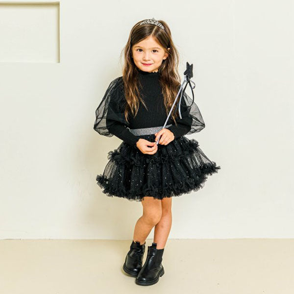 Ribbed Sheer Sleeve T-Shirt