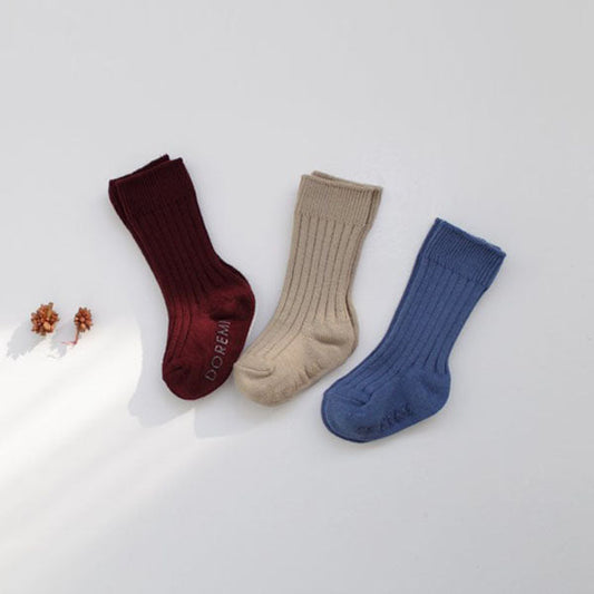 Ribbed Knee Socks Burgundy Set (3P)