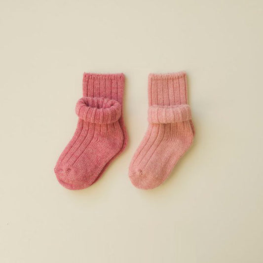 Ribbed Wool Socks Pink Set (2P)