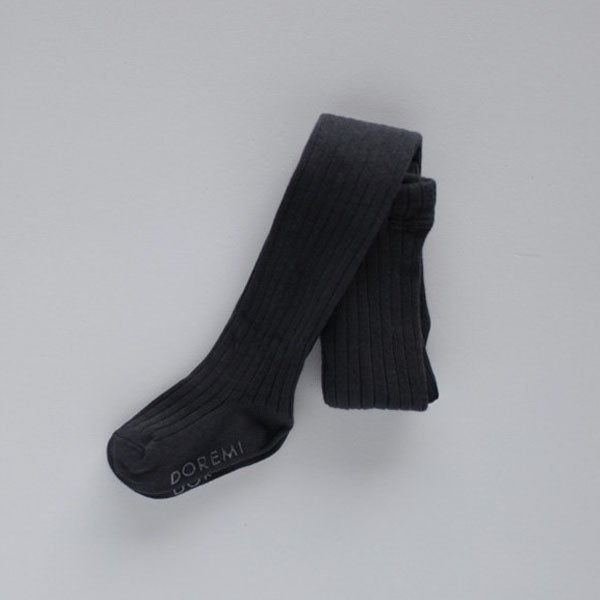 Ribbed Tights Pale Black (1P)