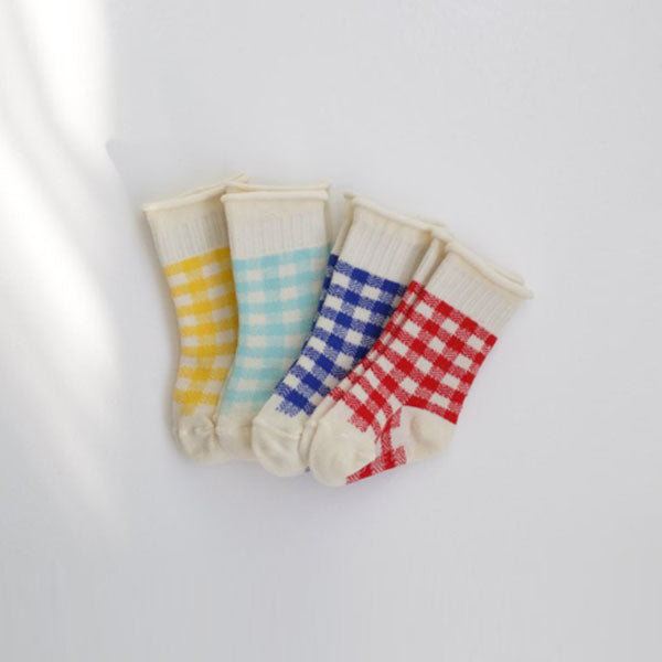 Gingham Check Socks (4P)