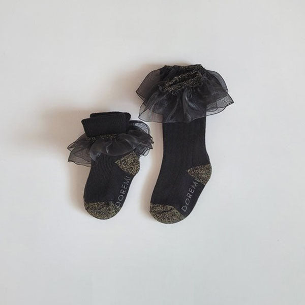 Organdy Socks & Knee Socks Black (2P)
