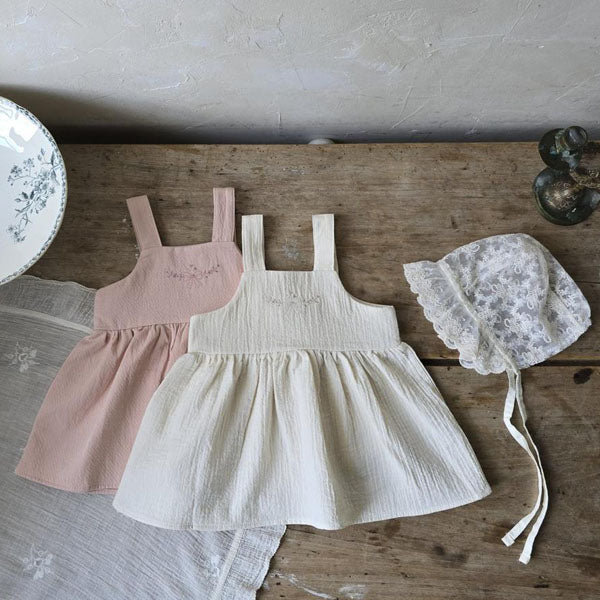 Embroidered Overall Dress